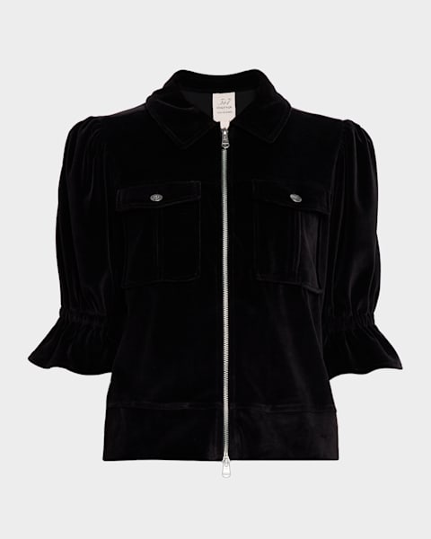 Holly Short-Sleeve Sateen Jacket | Neiman Marcus