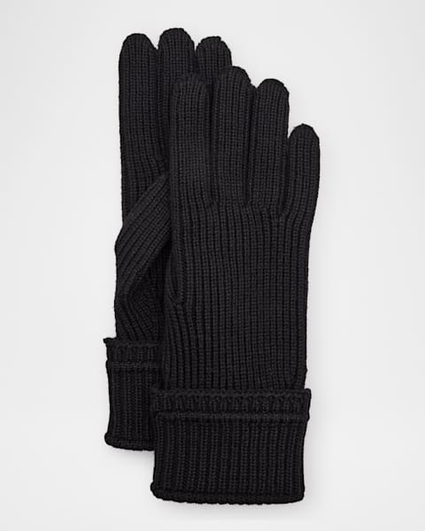 Prada Men's Wool and Napa Leather Gloves with Strap | Neiman Marcus