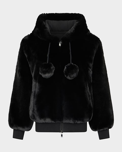 Misti Nyluxe Puffer Jacket with Detachable Hood & Shearling Trim