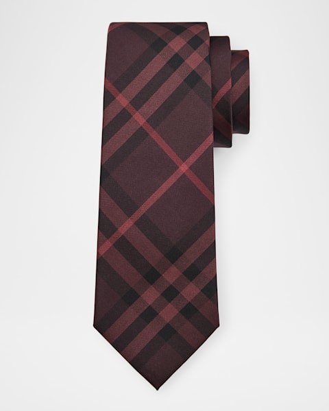 Men's Thornton Check Mulberry Silk Tie