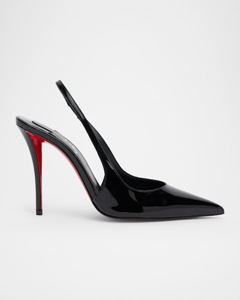 Christian Louboutin 黒赤ウェッジソール 38 箱あり Christian Louboutin 85mm Fannylove Patent Leather Slingback Pumps
