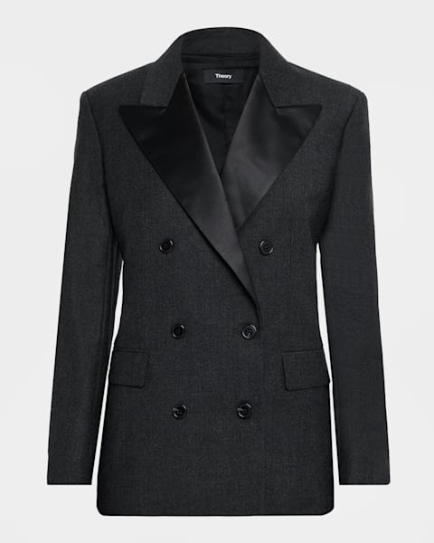 Crystal Chain Embellished Crop Tuxedo Jacket