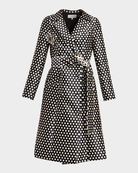 Badgley Mischka Collection Embellished Long-Sleeve Scuba Coat Dress |  Neiman Marcus