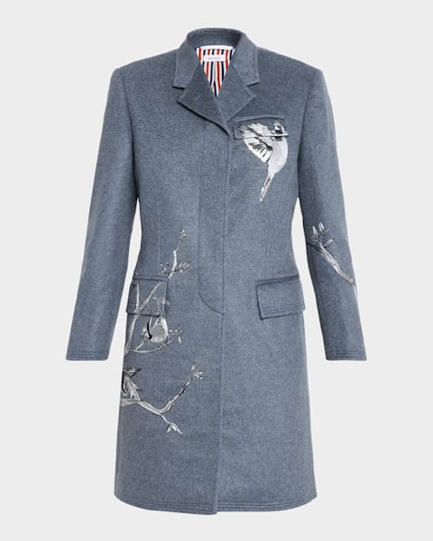 Valentino Garavani Sheep Shearling-Trim Single-Breasted Cashmere