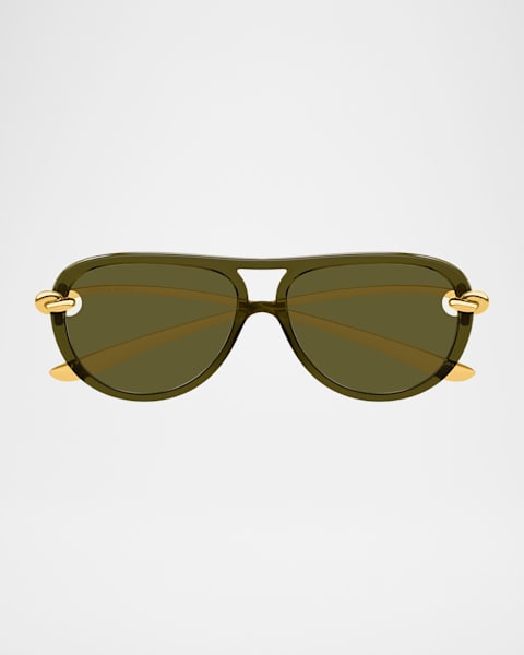 Bottega Veneta Geometric Acetate & Metal Alloy Aviator Sunglasses