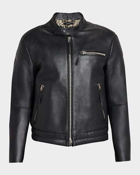 TOM FORD Men's Leather Trim Double-Face Twill Blouson | Neiman Marcus