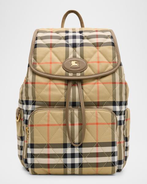 Burberry Check Drawstring Coated-Cotton Backpack | Neiman Marcus display picture 3