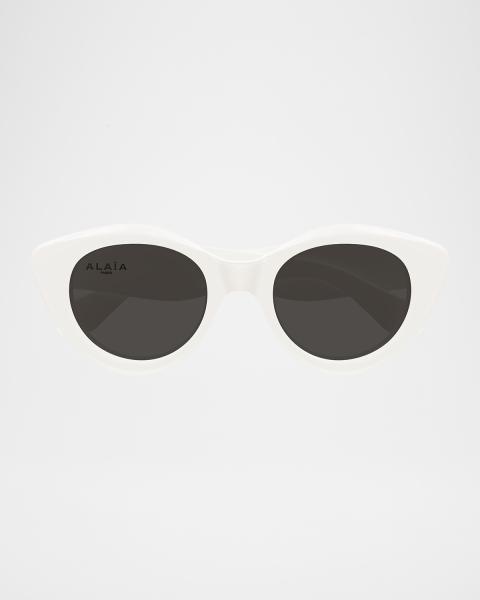 KIMEZE Gabriel White Acetate Cat-Eye Sunglasses | Neiman Marcus display picture 1
