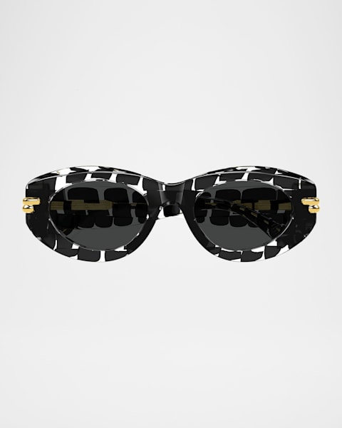 Bottega Veneta 56mm Acetate & Metal Rectangular Sunglasses