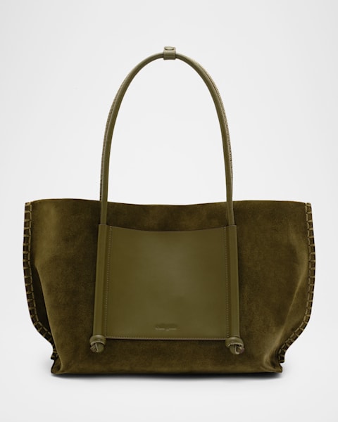 Midi New York Buckle Leather Tote Bag