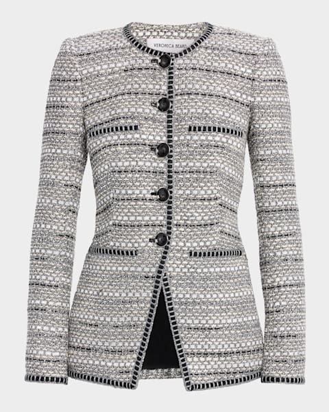 ALICE + OLIVIA Thomasina Embellished Tweed Jacket | Neiman Marcus