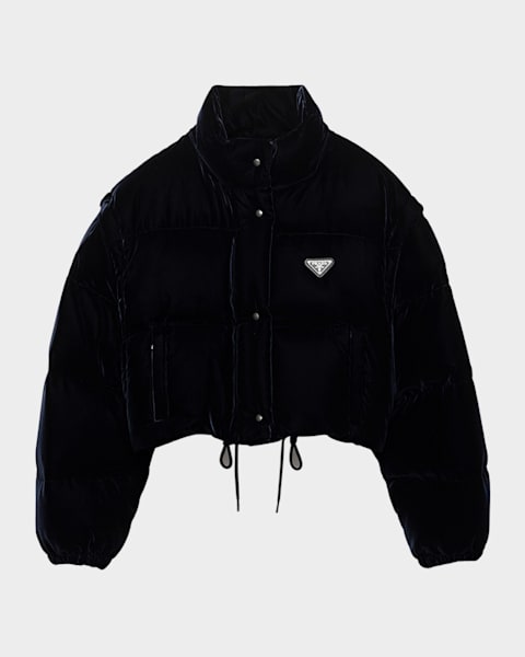 Chloe Scalloped Velvet Crop Jacket | Neiman Marcus