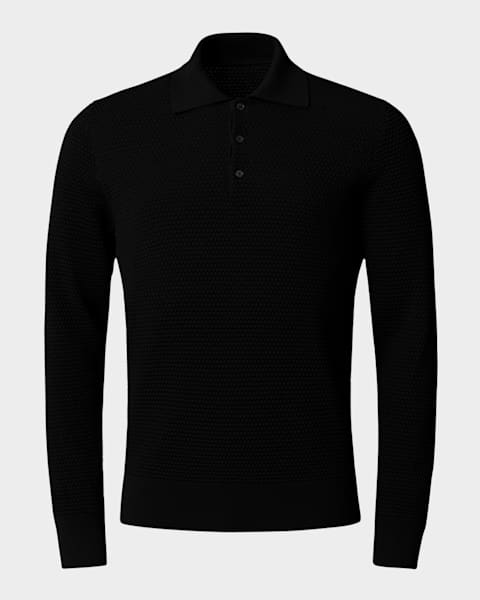 Eton Men's Leather-Trim Wool Quarter-Zip Knit Sweater | Neiman Marcus