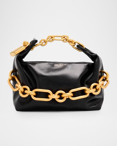 Balmain Sync Chain Mini Top-Handle Bag in Calfskin Leather