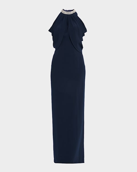 MARCHESA NOTTEロングドレス Marchesa Notte Cold-Shoulder Ruffle Chiffon Gown | Neiman Marcus