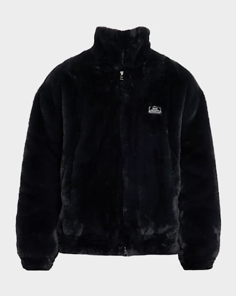 Karl Lagerfeld Paris Men's Wool Peacoat w/ Faux Fur Collar
