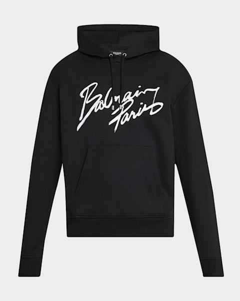Balmain Men's Signature Relaxed Hoodie | Neiman Marcus