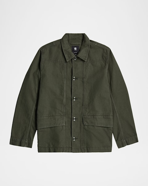 Prada Men's Poplin Zip-Up Overshirt | Neiman Marcus