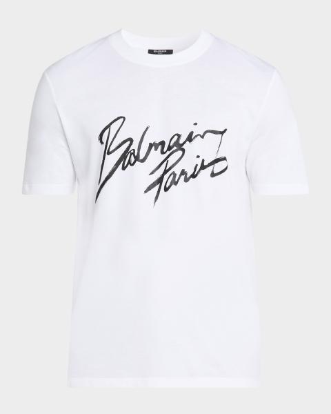 Balmain Men's Vintage Gel Logo Slim-Fit T-Shirt | Neiman Marcus