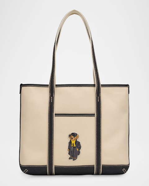 Polo Ralph Lauren Canvas and Leather Medium Tote Bag | Neiman Marcus
