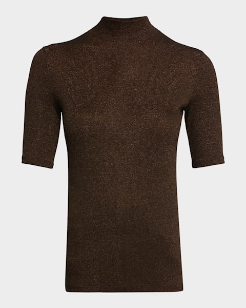 Valentino Garavani Mock-Neck Sheer Lace Long-Sleeve Top | Neiman