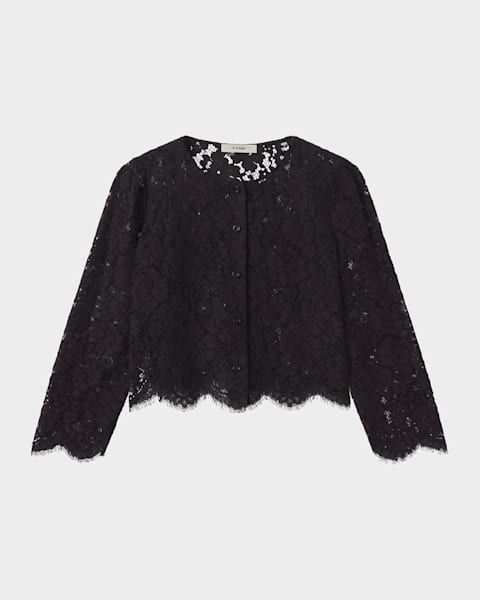 FRAME The Lace Sleeve Tee | Neiman Marcus