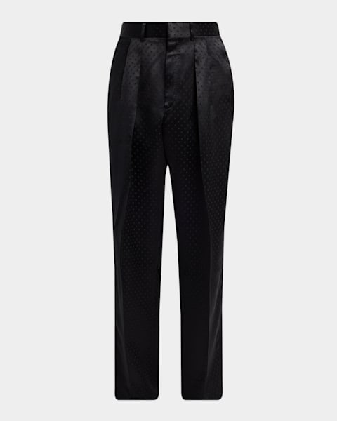 Balmain Men's Straight-Fit Tailored Satin-Trim Pants | Neiman Marcus