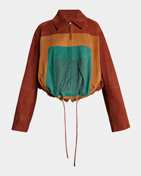 Loewe Leather Balloon Jacket with Zipper Detail | Neiman Marcus