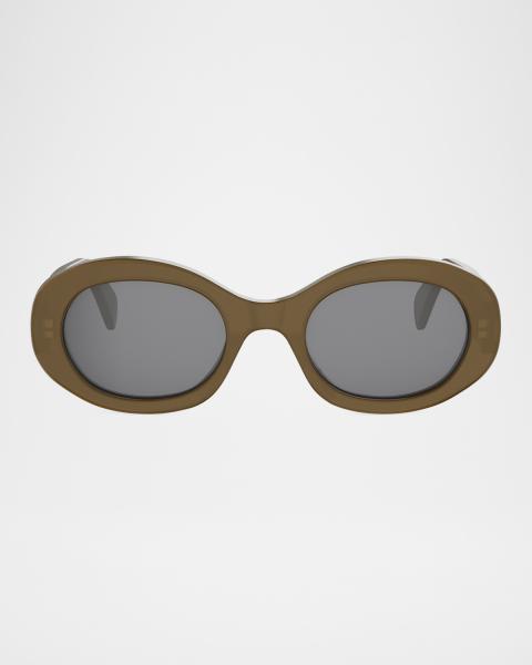 CELINE Triomphe 52mm Oval Sunglasses | Neiman Marcus