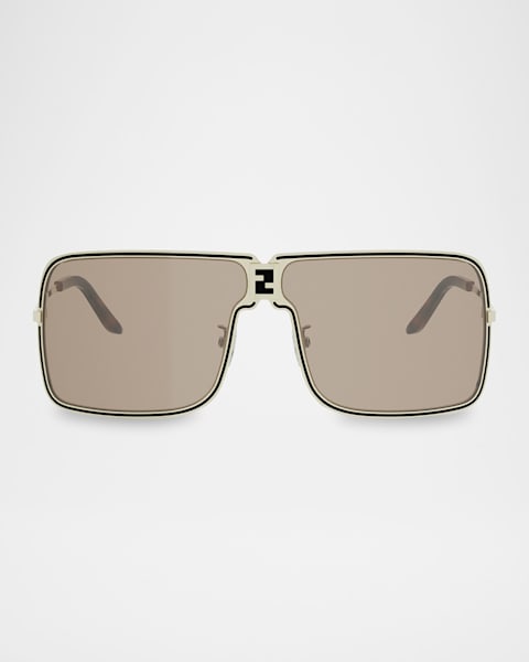 FENDI スクエア型サングラス ゴールド Fendi Men's Fendi Sky Gold-Tone Metal Rectangle Sunglasses