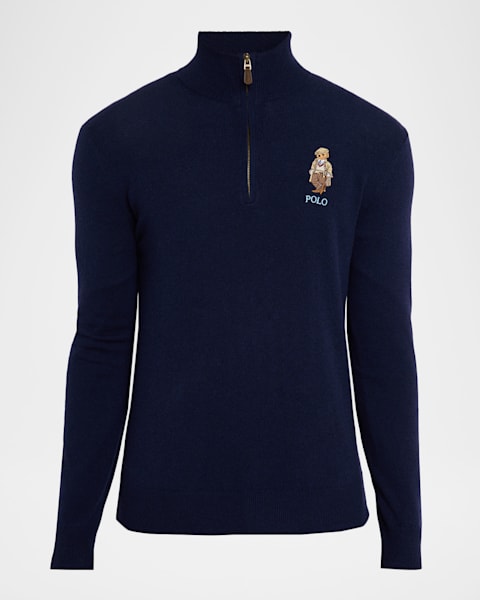 Men's Cable-Knit Cashmere Quarter-Zip Sweater | Neiman Marcus