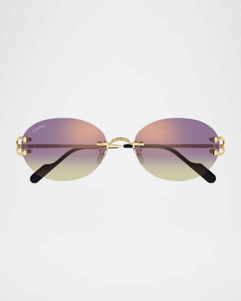 Roberto Cavalli Tiger Tooth Rimless Metal Round Sunglasses  display picture 1