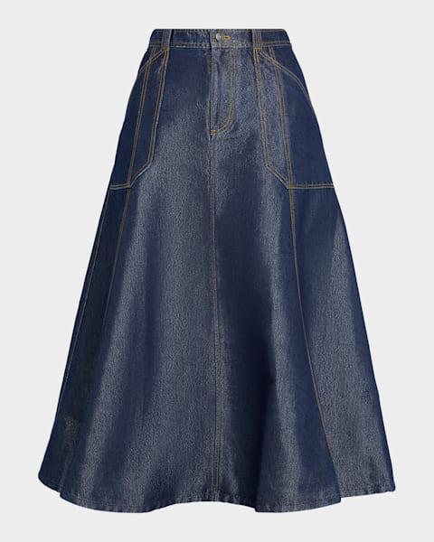 Cinq a Sept Veena Denim Midi Skirt | Neiman Marcus