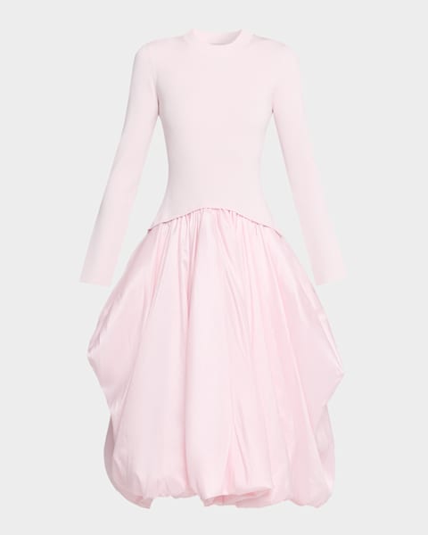 SIMKHAI Drop-Waist Cotton-Blend Midi Dress | Neiman Marcus