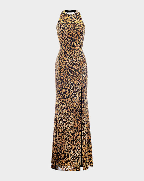 Dolce&Gabbana Leopard-Print Long-Sleeve Midi Dress | Neiman Marcus