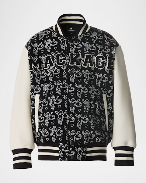 Marc Jacobs Girl's Faux Leather Bomber Jacket with Teddy Trim