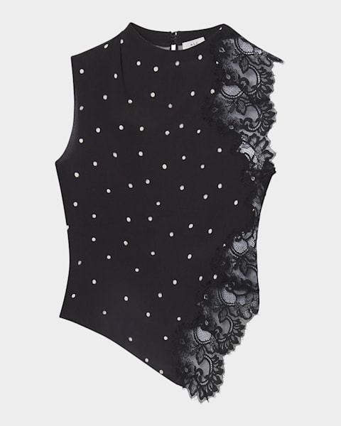 Dries Van Noten Chuchu Polka-Dot Sheer Ruffle Blouse | Neiman Marcus