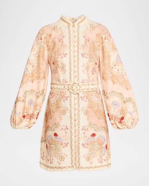 Zimmermann Natura Floral Buttoned Mini Dress | Neiman Marcus