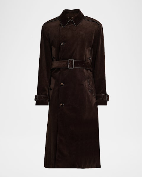 Burberry Men's Kensington Gabardine Trench Coat | Neiman Marcus