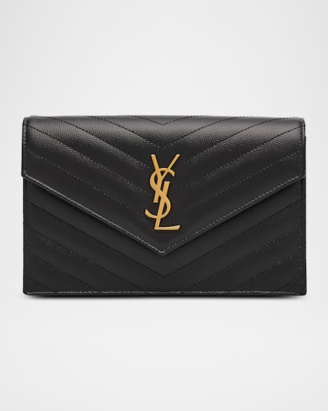 小物 ysl wallet YSL LINE compact zippered wallet in grained leather in Black