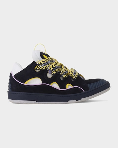 Lanvin Men's Curb Suede Low-Top Sneakers | Neiman Marcus