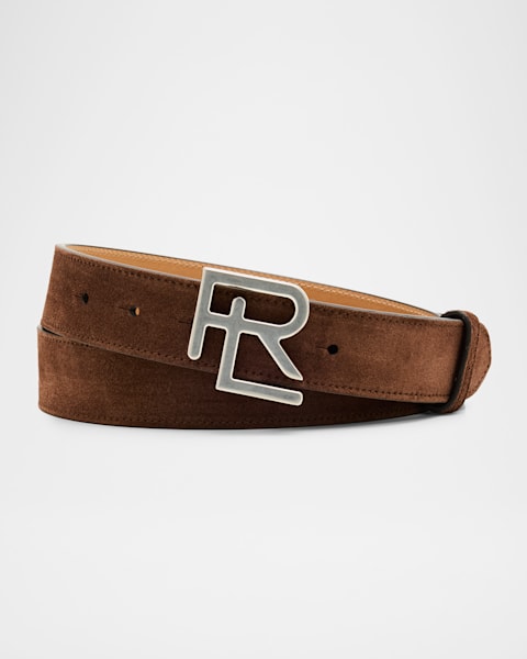 Men's Textured Leather Belt with Gancini Detail