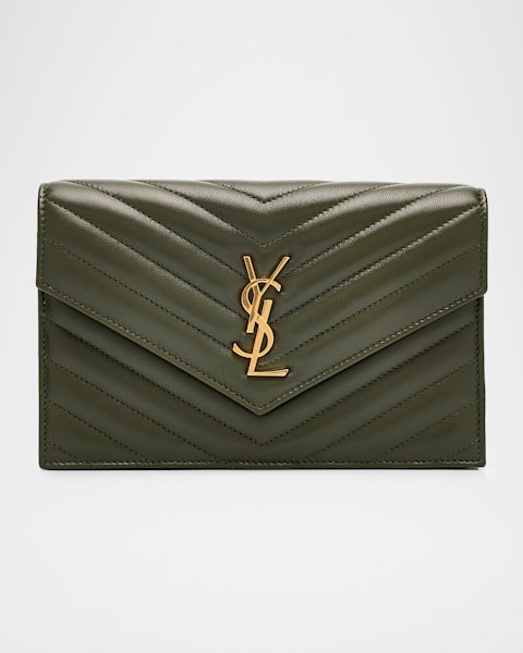 Saint Laurent YSL Monogram Small Wallet in Croc-Embossed Leather