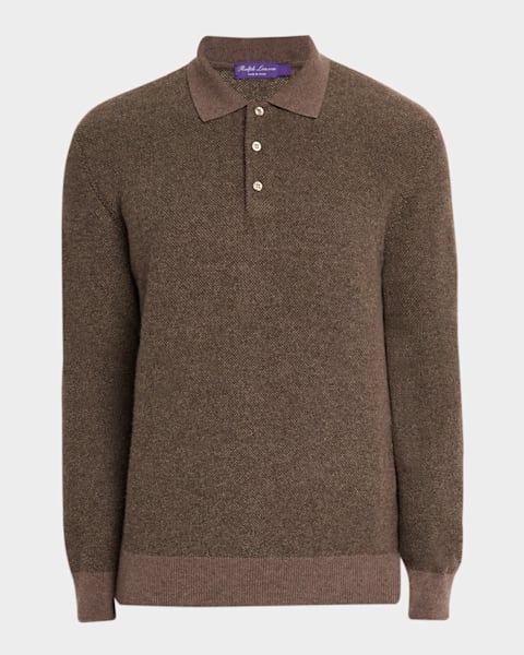 Ralph Lauren Purple Label Men's Suede-Front Cashmere Cardigan