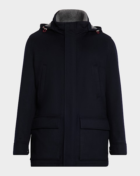 Gorski Men's Loro Piana Cashmere Short Coat with Detachable Lamb
