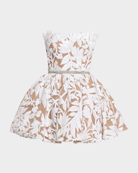Bronx and Banco Maraya Strapless Floral Sequin Fit & Flare Mini Dress |  Neiman Marcus