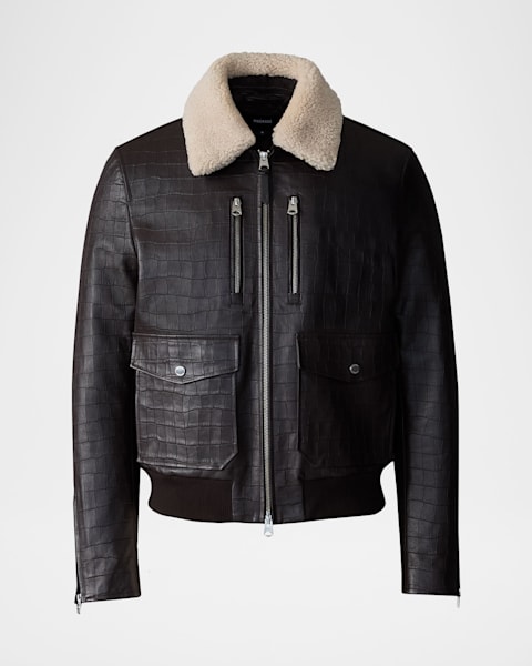 Brunello Cucinelli Men's Leather Safari Jacket | Neiman Marcus