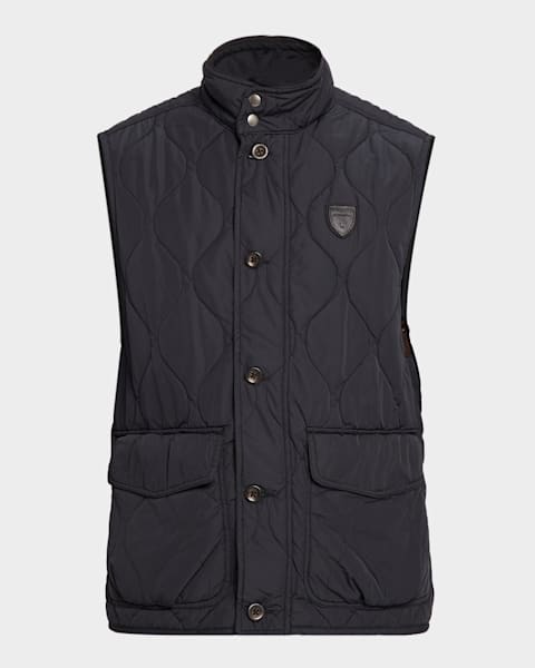 Polo Ralph Lauren Men's Quilted Linen Down Vest | Neiman Marcus