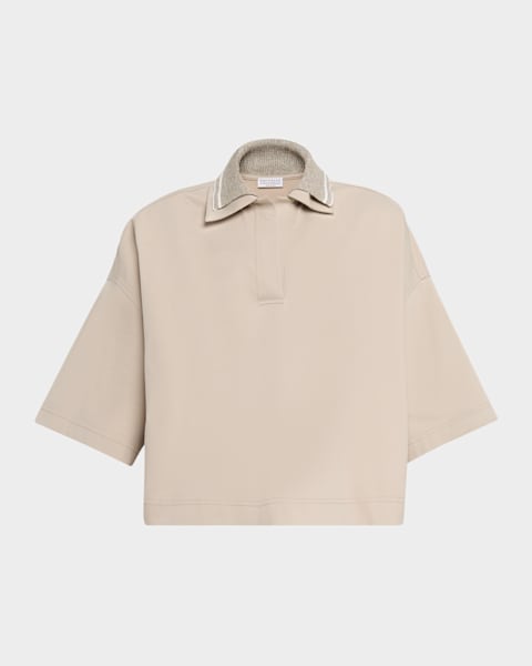 Stella McCartney Cotton Poplin Button-Front Peplum Shirt | Neiman