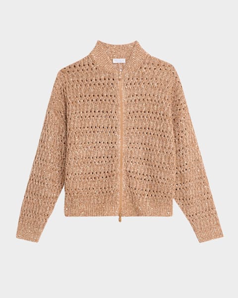 BRUNELLO CUCINELLI リネンシルク モニーレボール カーディガン Brunello Cucinelli Long Linen-Cotton Blend Cardigan | Sendegaro FR